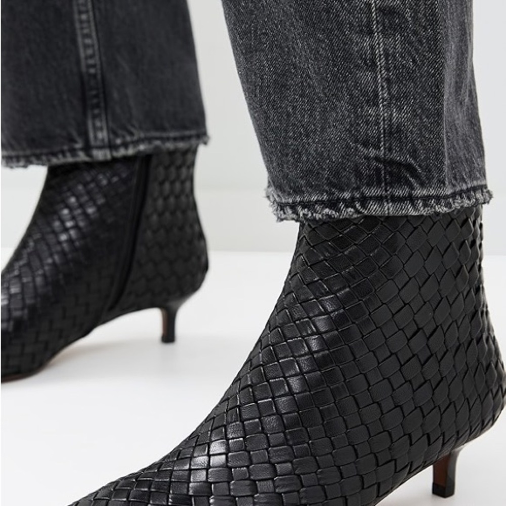 Black Woven Ankle Boots